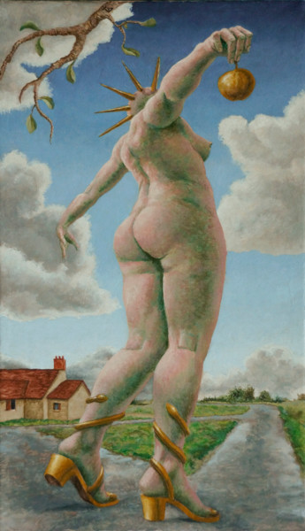 Peinture intitulée "La pomme de discorde" par Vincent Lacroix, Œuvre d'art originale, Huile