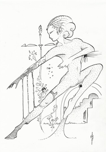 Drawing titled "Danse contemporaine." by Vincent Marit, Original Artwork, Ink
