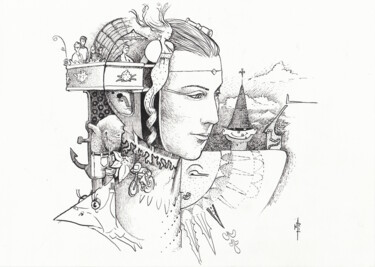 Desenho intitulada "En Attendant la déc…" por Vincent Marit, Obras de arte originais, Tinta