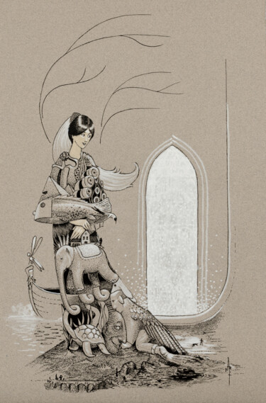 「Lagune.」というタイトルの描画 Vincent Maritによって, オリジナルのアートワーク, インク
