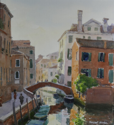Peinture intitulée "Venise" par Vincent Monluc, Œuvre d'art originale, Aquarelle