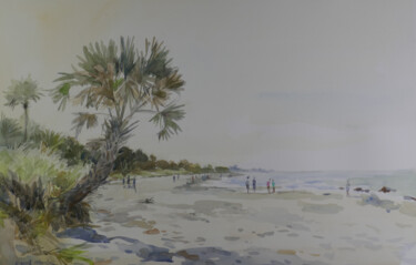 Peinture intitulée "Caspersen Beach - V…" par Vincent Monluc, Œuvre d'art originale, Aquarelle