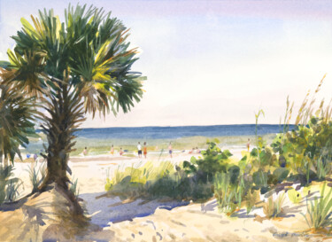 Картина под названием "Manasota Beach - Fl…" - Vincent Monluc, Подлинное произведение искусства, Акварель