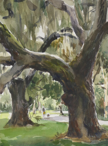 Peinture intitulée "Philippi park tree" par Vincent Monluc, Œuvre d'art originale, Aquarelle