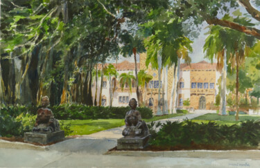 Peinture intitulée "Ringling Park Statu…" par Vincent Monluc, Œuvre d'art originale, Aquarelle