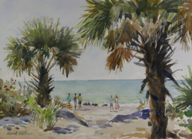 Painting titled "Caspersen Beach Ven…" by Vincent Monluc, Original Artwork, Watercolor