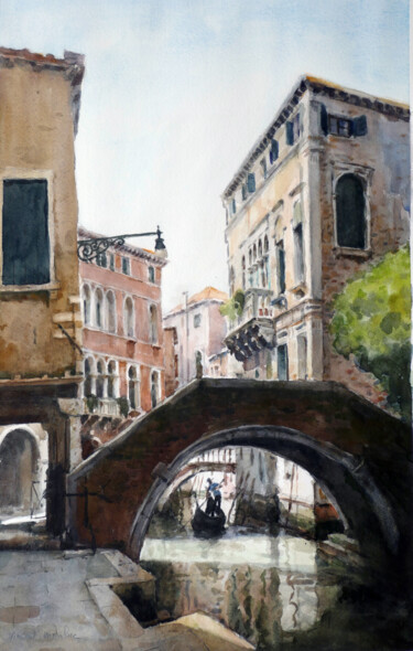 Pittura intitolato "Ponte Widmann, Veni…" da Vincent Monluc, Opera d'arte originale, Acquarello