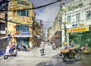 Painting titled "Ta Hien Street Hano…" by Vincent Monluc, Original Artwork, Watercolor