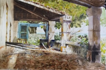 Peinture intitulée "Maison en ruine a P…" par Vincent Monluc, Œuvre d'art originale, Aquarelle