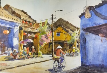 Painting titled "Hoi An street 03- V…" by Vincent Monluc, Original Artwork, Watercolor