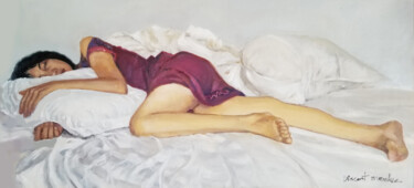 Peinture intitulée "La sieste" par Vincent Monluc, Œuvre d'art originale, Huile