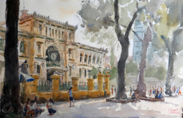 Peinture intitulée "Saigon Central Post…" par Vincent Monluc, Œuvre d'art originale, Aquarelle