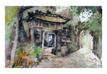 Painting titled "Village ancien du N…" by Vincent Monluc, Original Artwork, Watercolor