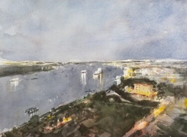 Painting titled "Saigon River #5" by Vincent Monluc, Original Artwork, Watercolor