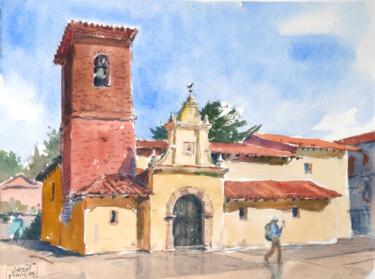 Pintura intitulada "Iglesia De San Pedr…" por Vincent Monluc, Obras de arte originais, Aquarela
