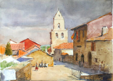 Painting titled "Camino Frances Raba…" by Vincent Monluc, Original Artwork, Watercolor
