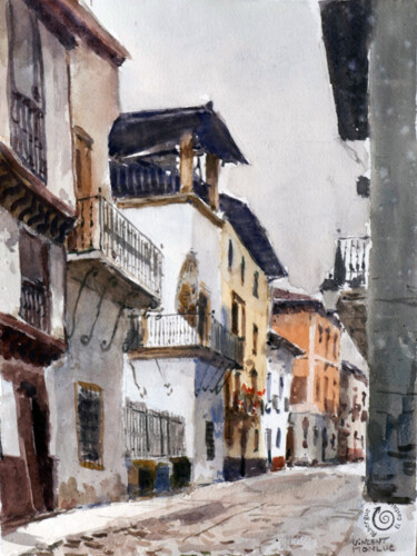 Painting titled "Villafranca Del Bie…" by Vincent Monluc, Original Artwork, Watercolor