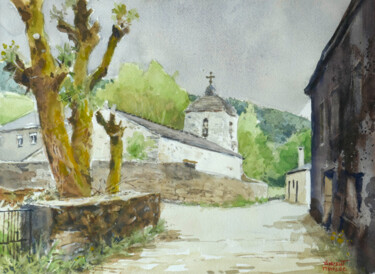 Painting titled "Camino Frances vers…" by Vincent Monluc, Original Artwork, Watercolor