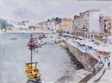 Pintura intitulada "Porto 02" por Vincent Monluc, Obras de arte originais, Aquarela