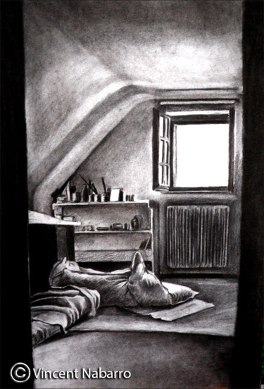 Drawing titled "La chambre" by Vincent Nabarro, Original Artwork