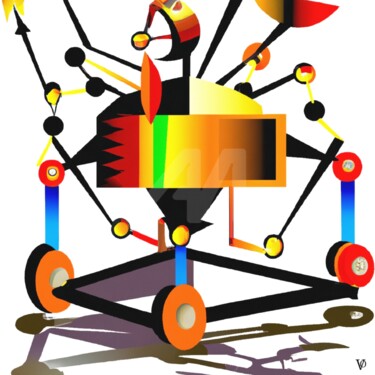 Digitale Kunst mit dem Titel ""La machine inferna…" von Vincent Oriol, Original-Kunstwerk, Digitale Malerei