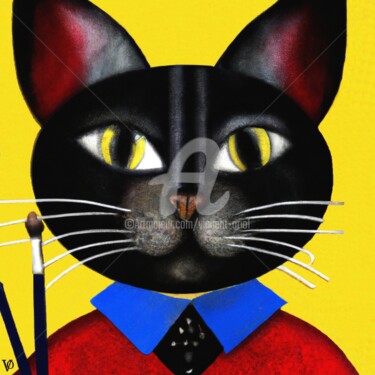 Digitale Kunst getiteld ""Chat noir" COLLECT…" door Vincent Oriol, Origineel Kunstwerk, Digitaal Schilderwerk