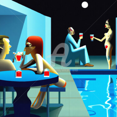 Цифровое искусство под названием ""Swimming Pool" Ser…" - Vincent Oriol, Подлинное произведение искусства, Цифровая живопись