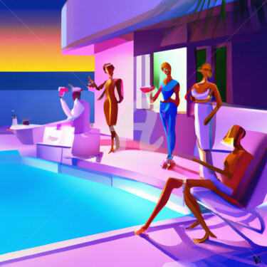 Digital Arts titled ""Swimming Pool" Ser…" by Vincent Oriol, Original Artwork, Digital Painting