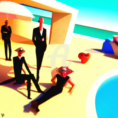 Цифровое искусство под названием ""Swimming Pool" Ser…" - Vincent Oriol, Подлинное произведение искусства, Цифровая живопись