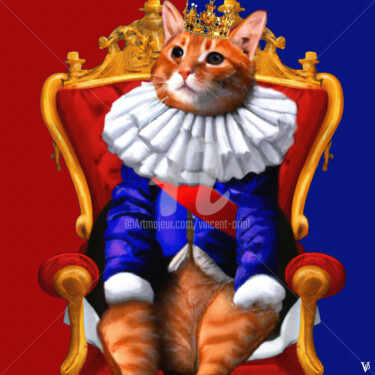 Digitale Kunst mit dem Titel ""BOURBON CAT" SERIE…" von Vincent Oriol, Original-Kunstwerk, Digitale Malerei