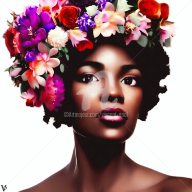 Digital Arts titled "" African beauty" F…" by Vincent Oriol, Original Artwork, Digital Painting