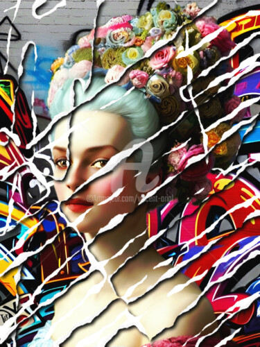 Arts numériques intitulée ""Marie Antoinette i…" par Vincent Oriol, Œuvre d'art originale, Peinture numérique
