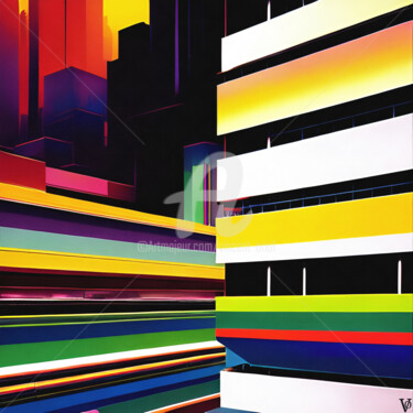 Digital Arts titled ""Architecture"" by Vincent Oriol, Original Artwork, Digital Painting Mounted on Aluminium