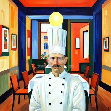 Digitale Kunst mit dem Titel "French Cook" von Vincent Oriol, Original-Kunstwerk, Digitale Collage