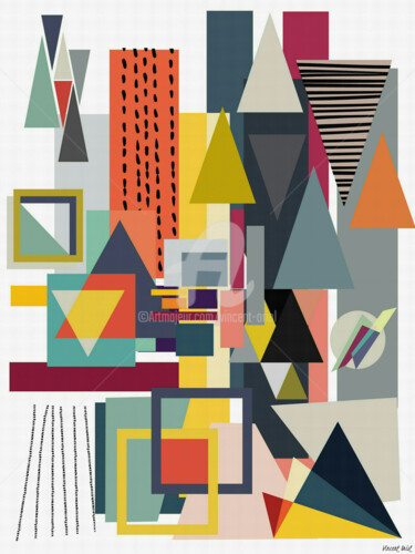 Arts numériques intitulée "" Géométrie " Hors-…" par Vincent Oriol, Œuvre d'art originale, Peinture numérique