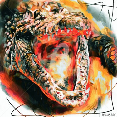 Arte digitale intitolato "Crocodile du Nil" da Vincent Oriol, Opera d'arte originale, Pittura digitale