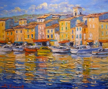 Painting titled "Le port de Cassis p…" by Vincent Rallo, Original Artwork, Oil