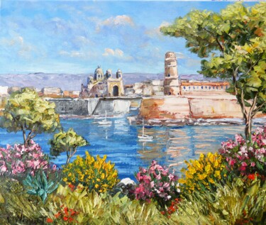 Painting titled "L'Entrée du port de…" by Vincent Rallo, Original Artwork, Oil