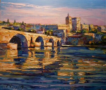 Peinture intitulée "Le pont d'Avignon" par Vincent Rallo, Œuvre d'art originale, Huile