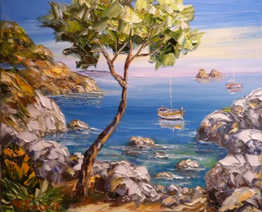 Peinture intitulée "Vue sur les rocher…" par Vincent Rallo, Œuvre d'art originale, Huile