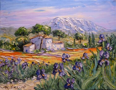 Peinture intitulée "Les Iris devant la…" par Vincent Rallo, Œuvre d'art originale, Huile