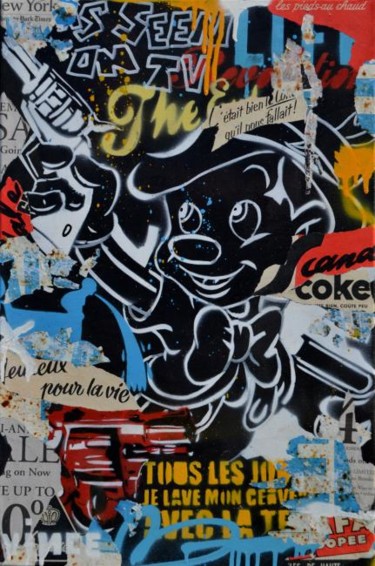 Peinture intitulée "Pinocchio sous coke" par Vincent Richeux, Œuvre d'art originale, Huile
