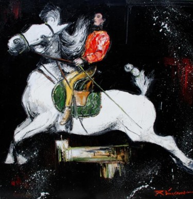 Painting titled "Le cavalier" by Vincent Richeux, Original Artwork