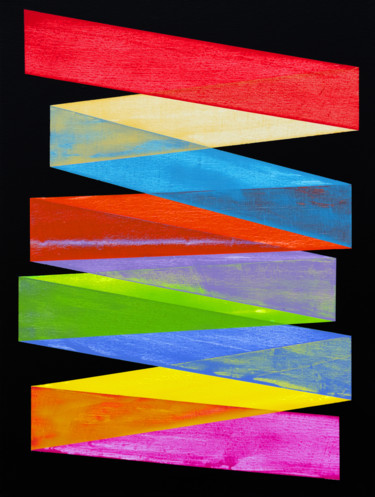 Painting titled "zigzag2" by Vincent Sébart, Original Artwork, Acrylic Mounted on Wood Stretcher frame