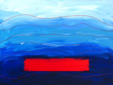 绘画 标题为“ondes rouges” 由Vincent Sébart, 原创艺术品, 丙烯 安装在木质担架架上
