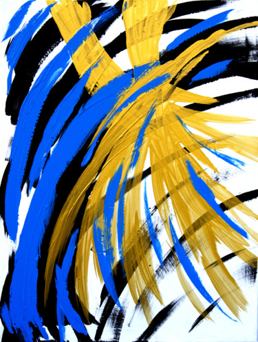 Peinture intitulée "vortex bleu-doré" par Vincent Sébart, Œuvre d'art originale, Acrylique Monté sur Châssis en bois