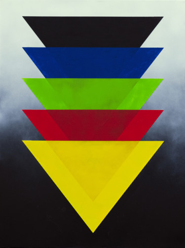 Peinture intitulée "5 triangles" par Vincent Sébart, Œuvre d'art originale, Acrylique Monté sur Châssis en bois