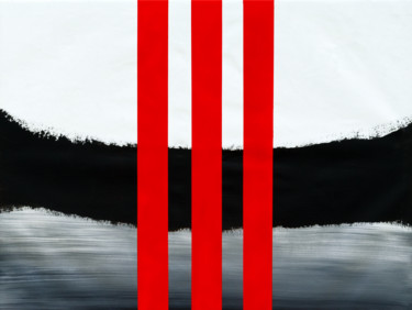 Peinture intitulée "Trois bandes rouges" par Vincent Sébart, Œuvre d'art originale, Acrylique Monté sur Châssis en bois