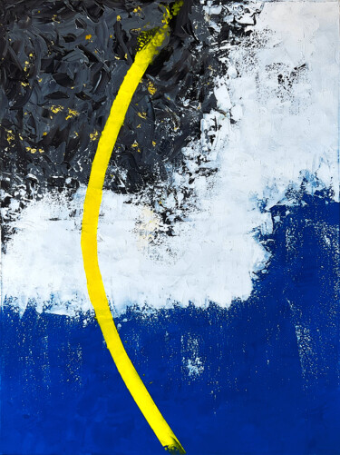 Malarstwo zatytułowany „Éclair jaune” autorstwa Vincent Sébart, Oryginalna praca, Akryl Zamontowany na Drewniana rama noszy