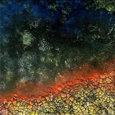 Ζωγραφική με τίτλο "le feu de la terre" από Vincent Sébart, Αυθεντικά έργα τέχνης, Ακρυλικό Τοποθετήθηκε στο Ξύλινο φορείο σ…